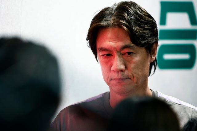 South Korea's coach Myung-Bo Hong attends a press conference before a training session at the Verde Valle training ground in Zapopan, Jalisco state, Mexico, on June 6, 2026, ahead of the FIFA 2026 World Cup football tournament. (Photo by Ulises Ruiz / AFP)
