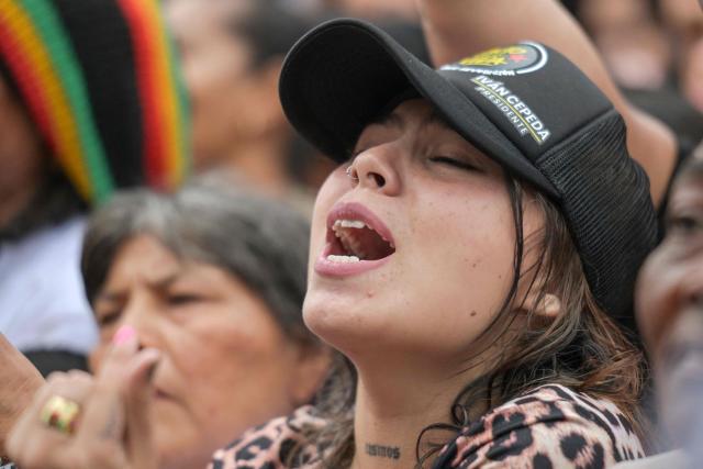 A supporter of Colombia's presidential candidate for the Pacto Historico party, Ivan Cepeda, shouts slogans during a campaign rally in Cali, Colombia on June 6, 2026. Colombia will hold the runoff presidential election on June 21. (Photo by JOAQUIN SARMIENTO / AFP)