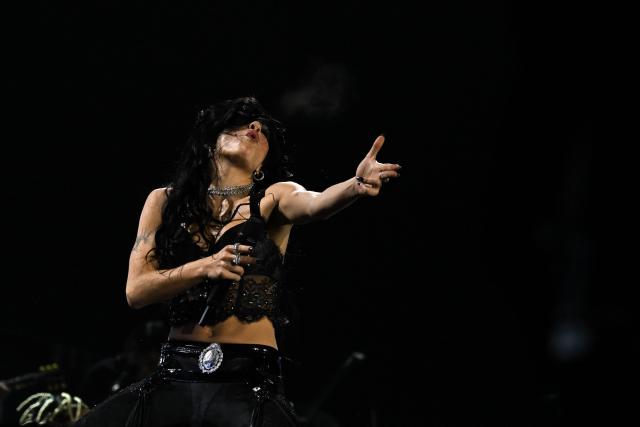 Argentine singer Lali Esposito performs on stage during a concert as part of her Lali Tour 2025/26 at the Mas Monumental Stadium in Buenos Aires on June 6, 2026. (Photo by Luis ROBAYO / AFP)