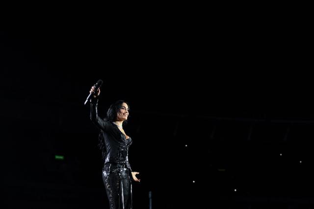 Argentine singer Lali Esposito performs on stage during a concert as part of her Lali Tour 2025/26 at the Mas Monumental Stadium in Buenos Aires on June 6, 2026. (Photo by Luis ROBAYO / AFP)