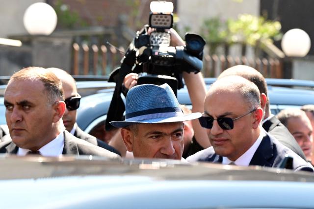 Armenian Prime Minister Nikol Pashinyan leaves a polling station after voting in the parliamentary election in Yerevan on June 7, 2026. (Photo by Karen MINASYAN / AFP)