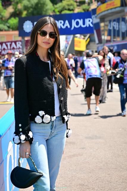 Red Bull Racing's Dutch driver Max Verstappen's partner Kelly Piquet poses for pictures upon arrival in the paddock ahead of the Monaco Formula 1 Grand Prix at the Monaco street circuit in Monaco, ahead of the, on June 7, 2026. (Photo by Andrej ISAKOVIC / AFP)