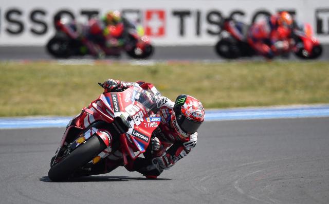 Team Ducati Lenovo Team's Francesco Bagnaia competes during the Hungarian Motorcycle MotoGP Grand Prix at the Balaton Park circuit in Balatonfokajar, Hungary, on June 7, 2026. (Photo by Ferenc ISZA / AFP)