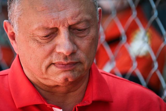 Ferrari's French team principal Frederic Vasseur reacts prior to the Monaco Formula 1 Grand Prix at the Monaco street circuit in Monaco, ahead of the, on June 7, 2026. (Photo by Andrej ISAKOVIC / AFP)