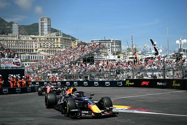 Red Bull Racing's Dutch driver Max Verstappen warms up during the formation lap prior to the Monaco Formula 1 Grand Prix at the Monaco street circuit in Monaco, ahead of the, on June 7, 2026. (Photo by Gabriel BOUYS / AFP)