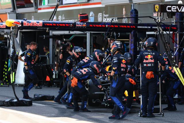 Red Bull Racing's Dutch driver Max Verstappen takes the car back to the garage a s he withdraw from the race during Monaco Formula 1 Grand Prix at the Monaco street circuit in Monaco, ahead of the, on June 7, 2026. (Photo by Yves Herman / POOL / AFP)