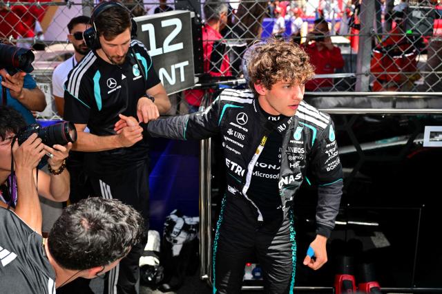 Mercedes' Italian driver Kimi Antonelli gets ready prior to compete in the Monaco Formula 1 Grand Prix at the Monaco street circuit in Monaco, ahead of the, on June 7, 2026. (Photo by Andrej ISAKOVIC / AFP)