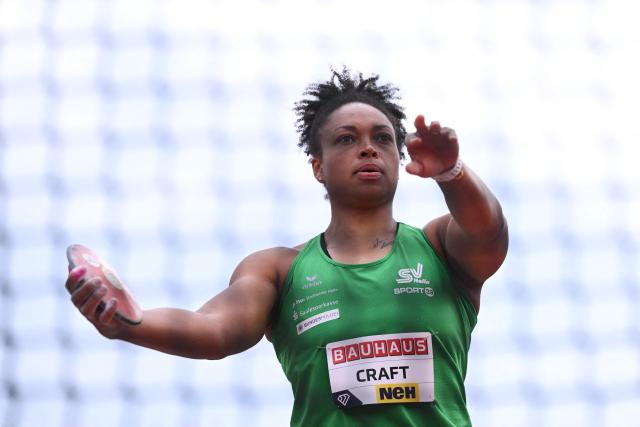Germany's Shanice Craft competes in the Women's Discus Throw event of the IAAF Stockholm Diamond League athletics meeting in Stockholm, Sweden, on June 7, 2026. (Photo by Jonathan Nackstrand / AFP)
