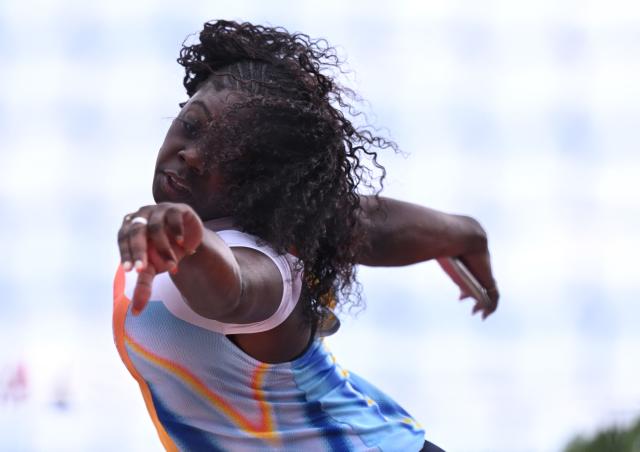 CORRECTION / USA's Cierra Jackson competes in the Women's Discus Throw event of the Stockholm Diamond League athletics meeting in Stockholm, Sweden, on June 7, 2026. (Photo by Jonathan Nackstrand / AFP) / “The erroneous mention[s] appearing in the metadata of this photo by Jonathan Nackstrand has been modified in AFP systems in the following manner: [Women's Discus Throw event] instead of [Women's Shot Put event. Please immediately remove the erroneous mention[s] from all your online services and delete it (them) from your servers. If you have been authorized by AFP to distribute it (them) to third parties, please ensure that the same actions are carried out by them. Failure to promptly comply with these instructions will entail liability on your part for any continued or post notification usage. Therefore we thank you very much for all your attention and prompt action. We are sorry for the inconvenience this notification may cause and remain at your disposal for any further information you may require.”