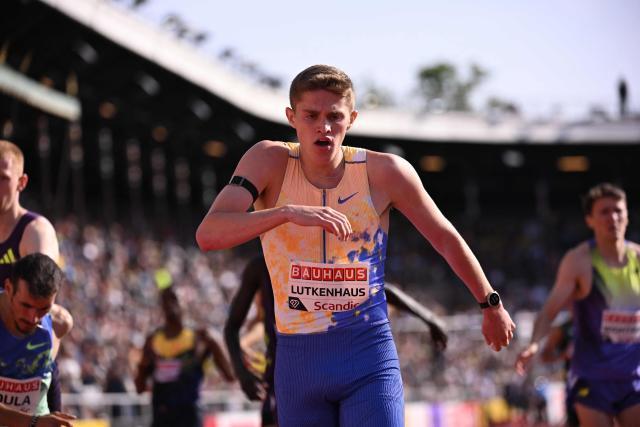 USA's Cooper Lutkenhaus competes in the Men's 800m event of the IAAF Stockholm Diamond League athletics meeting in Stockholm, Sweden, on June 7, 2026.  (Photo by Jonathan Nackstrand / AFP)