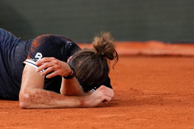 Germany's Alexander Zverev celebrates after winning the mens final singles match against Italy's Flavio Cobolli on day 15 of the French Open tennis tournament on Court Philippe-Chatrier at the Roland-Garros Complex in Paris on June 7, 2026. (Photo by Dimitar DILKOFF / AFP)