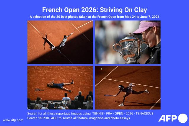 AFP presents a selection of 30 photos taken from May 24 to June 7, 2026 by AFP photographers of the French Open 2026. Search for all these reportage images using: TENNIS-FRA-OPEN-2026-TENACIOUS

Search 'REPORTAGE' to source all feature, magazine and photo essays. (Photo by AFP)