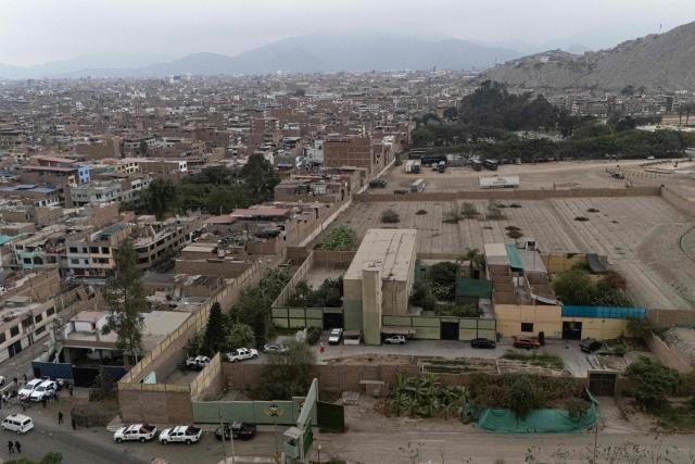 This aerial view shows the Barbadillo prison, where former Peruvian President Pedro Castillo is being held, during the presidential runoff election in Lima on June 7, 2026. Peruvians will choose their ninth president in 10 years, in a tight runoff election between conservative Keiko Fujimori and leftist Roberto Sanchez who are trying to woo voters fed up with political chaos and rising crime. (Photo by Ernesto BENAVIDES / AFP)