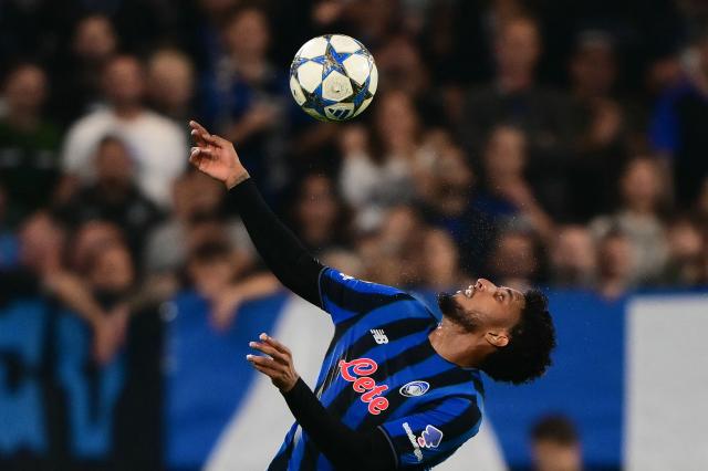(FILES) Atalanta's Brazilian midfielder #13 Ederson controls the ball during the UEFA Champions League phase day 2 football match between Atalanta and Club Brugge at the Gewiss stadium in Bergamo, on September 30, 2025. The Brazilian Football Confederation (CBF) announced on June 7, 2026, that fullback Wesley, who suffered a muscle injury, will be replaced by midfielder Ederson on the roster for the 2026 World Cup, which kicks off on June 11. (Photo by Marco BERTORELLO / AFP)