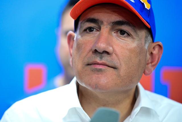 Armenian Prime Minister and leader of the Civil Contract party Nikol Pashinyan holds a press conference following the parliamentary election at the party's headquarters in Yerevan early on June 8, 2026. (Photo by Karen MINASYAN / AFP)