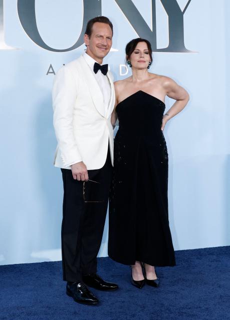 US actor Patrick WIlson and his wife Polish actress Dagmara Dominczyk attend the 79th Annual Tony Awards at Radio City Music Hall in New York on June 7, 2026. (Photo by kena betancur / AFP)
