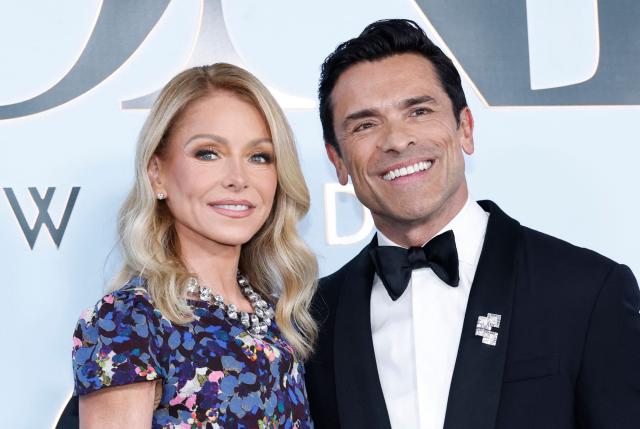US talk show hosts and actors Kelly Ripa and husband Mark Consuelos attend the 79th Annual Tony Awards at Radio City Music Hall in New York on June 7, 2026. (Photo by kena betancur / AFP)