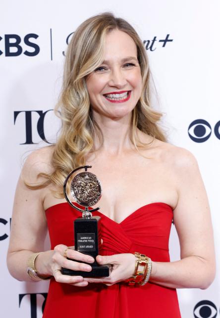 US playwright Bess Wohl poses in the press room with the Best Play award for "Liberation" during the 79th Annual Tony Awards at Radio City Music Hall in New York on June 7, 2026. (Photo by kena betancur / AFP)