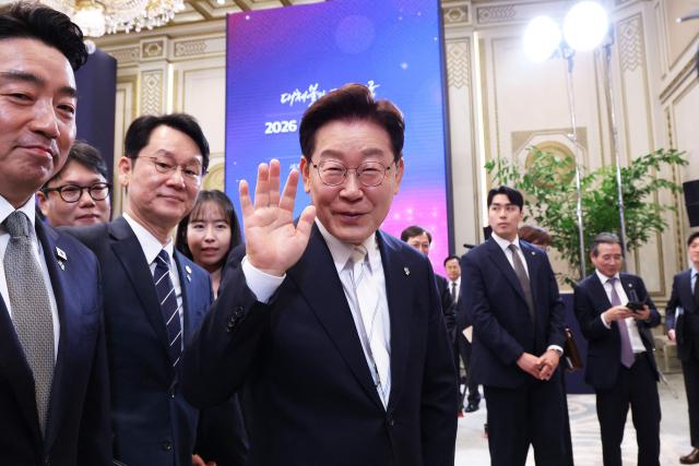 South Korean President Lee Jae Myung leaves after a press conference to mark the first anniversary of his inauguration at the Blue House in Seoul on June 8, 2026. (Photo by Chung Sung-Jun / POOL / AFP)