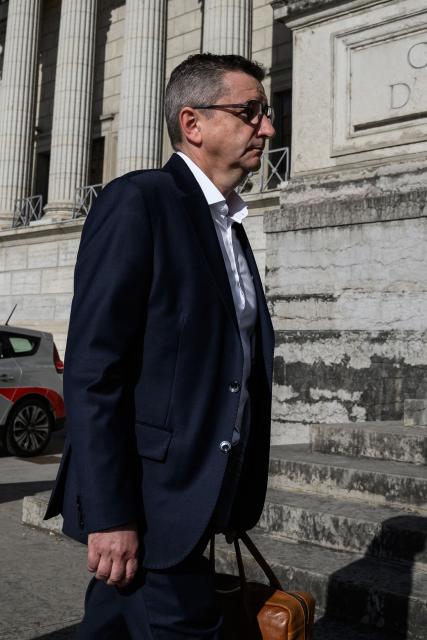 Former mayor of Saint-Etienne Gael Perdriau arrives to attend his appeal trial in the sextape blackmail case at the Lyon Court of Appeal on June 8, 2026. The former mayor of Saint-Étienne, Gaël Perdriau, is retried on appeal starting June 8, 2026, six months after being found "fully guilty" and sentenced to a prison term for blackmail involving a sextape of his first deputy. (Photo by JEFF PACHOUD / AFP)