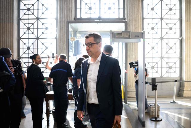 Former mayor of Saint-Etienne Gael Perdriau arrives to attend his appeal trial in the sextape blackmail case at the Lyon Court of Appeal on June 8, 2026. The former mayor of Saint-Étienne, Gaël Perdriau, is retried on appeal starting June 8, 2026, six months after being found "fully guilty" and sentenced to a prison term for blackmail involving a sextape of his first deputy. (Photo by JEFF PACHOUD / AFP)