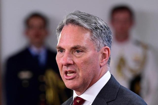 Australian Deputy Prime Minister and Defence Minister Richard Marles addresses a press conference with his German counterpart at the Foreign Ministry in Berlin on June 8, 2026. (Photo by John MACDOUGALL / AFP)