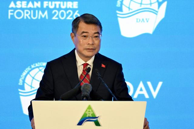 Vietnam's Prime Minister Le Minh Hung delivers a speech during the opening session of the ASEAN Future Forum 2026 at the Melia Hotel in Hanoi on June 9, 2026. (Photo by Nhac NGUYEN / AFP)