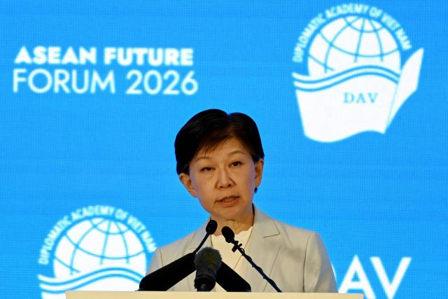 UN High Representative for Disarmament Affairs Izumi Nakamitsu delivers a speech during the ASEAN Future Forum 2026 at the Melia Hotel in Hanoi on June 9, 2026. (Photo by Nhac NGUYEN / AFP)