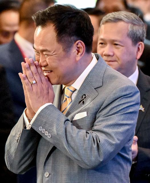 Thailand's Prime Minister Anutin Charnvirakul (L) and Cambodia's Prime Minister Hun Manet (R) arrive to attend the ASEAN Future Forum 2026 at the Melia Hotel in Hanoi on June 9, 2026. (Photo by Nhac NGUYEN / AFP)