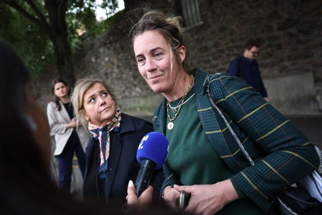 Lawyers of French singer and actor Patrick Bruel, Fanny Colin (C) and Celine Lasek (L) react after leaving the judicial police headquarters of the Paris Police Prefecture in Paris on June 9, 2026. Patrick Bruel, who has been accused of rape and sexual assault by several women and who recently cancelled his concert tour, was taken into police custody on June 8, 2026 morning as part of an investigation being conducted by the Nanterre public prosecutor’s office. (Photo by SIMON WOHLFAHRT / AFP)