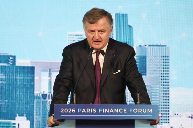 President of Europlace Augustin de Romanet delivers a speech during the 8th Paris Finance Forum (PFF) organised by Paris Europlace at the Pavillon Gabriel in Paris on June 9, 2026. (Photo by Ludovic MARIN / AFP)