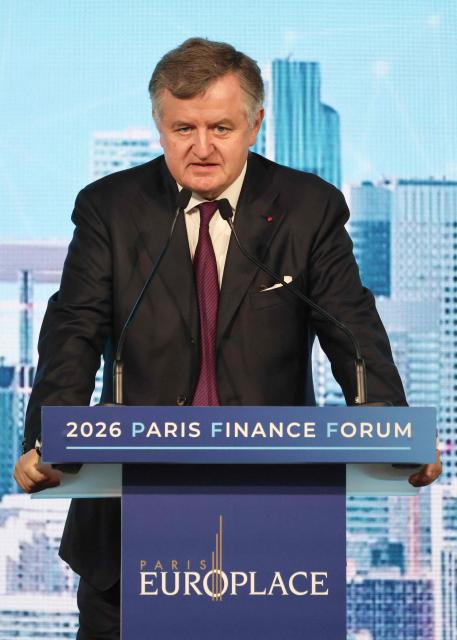 President of Europlace Augustin de Romanet delivers a speech during the 8th Paris Finance Forum (PFF) organised by Paris Europlace at the Pavillon Gabriel in Paris on June 9, 2026. (Photo by Ludovic MARIN / AFP)