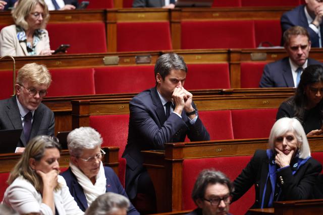 French liberal party Renaissance General Secretary Gabriel Attal attends a session of questions to the government at The National Assembly, France's lower house of parliament in Paris on June 9, 2026. (Photo by SIMON WOHLFAHRT / AFP)