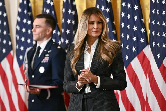 First Lady Melania Trump hosts the Presidential Artificial Intelligence Challenge National Champion Awards Ceremony in the East Room of the White House in Washington, DC on June 9, 2026. (Photo by Brendan SMIALOWSKI / AFP)