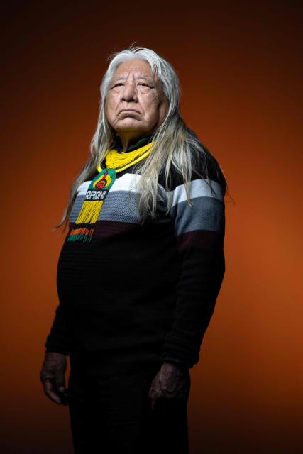 Indigenous chief Megaron Txucarramae, a leader of Brazil's Indigenous Kayapo people, poses during a photo session on June 9, 2026 in Paris. Megaron is the nephew of Brazil's most iconic Indigenous leader, Raoni Metuktire. (Photo by Joel Saget / AFP)