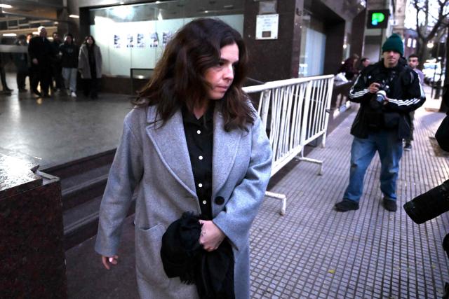 Dalma Maradona, daughter of late Argentine football legend Diego Maradona, leaves the court after a hearing in the trial into her father's death, in San Isidro, Buenos Aires province, Argentina, on June 9, 2026. (Photo by Luis ROBAYO / AFP)