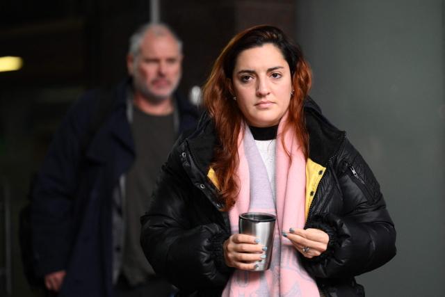Jana Maradona, daughter of late Argentine football legend Diego Maradona, leaves the court after a hearing in the trial into her father's death, in San Isidro, Buenos Aires province, Argentina, on June 9, 2026. (Photo by Luis ROBAYO / AFP)