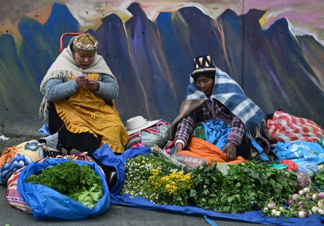 Locals offer their goods at an improvised market along a blocked highway in the Rio Seco area of El Alto, Bolivia, on June 9, 2026. The road, a key transport corridor linking La Paz with Copacabana and the border town of Desaguadero, has been transformed into a bustling marketplace where hundreds of vendors sell food and other goods as anti-government road blockades continue across the country amid growing political tensions and supply shortages. (Photo by Marvin RECINOS / AFP)