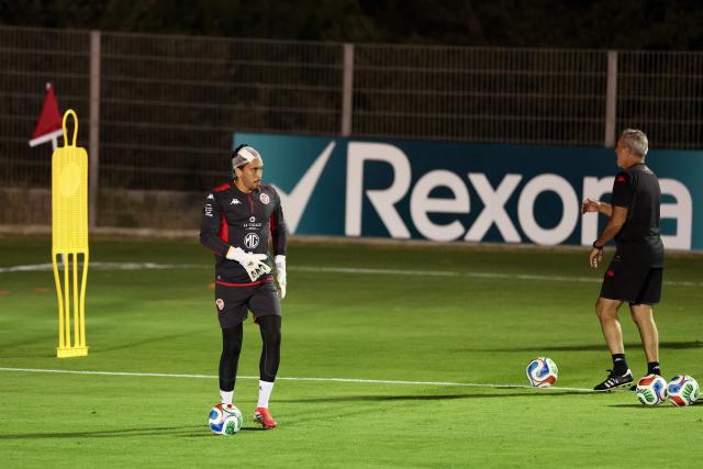 Tunisia's goalkeeper Aymen Dahmen takes part in a training session at Rayados Training Centre in Santiago, Nuevo Leon state, Mexico on June 9, 2026, ahead of the 2026 World Cup football tournament. (Photo by Julio Cesar AGUILAR / AFP)
