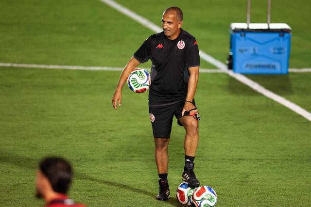 Tunisia's French head coach Sabri Lamouchi takes part in a training session at Rayados Training Centre in Santiago, Nuevo Leon state, Mexico on June 9, 2026, ahead of the 2026 World Cup football tournament. (Photo by Julio Cesar AGUILAR / AFP)