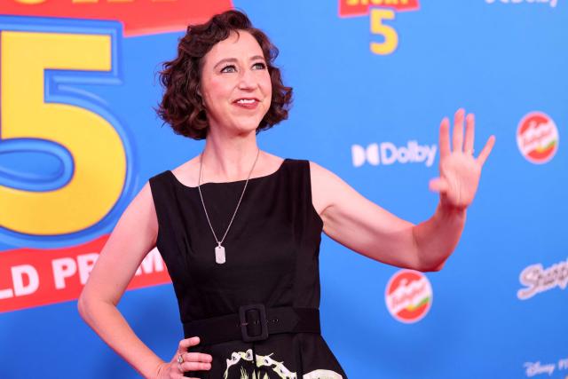 US actress Kristen Schaal attends Disney and Pixar's "Toy Story 5" premiere at the Dolby Theatre in Los Angeles on June 9, 2026. (Photo by VALERIE MACON / AFP)