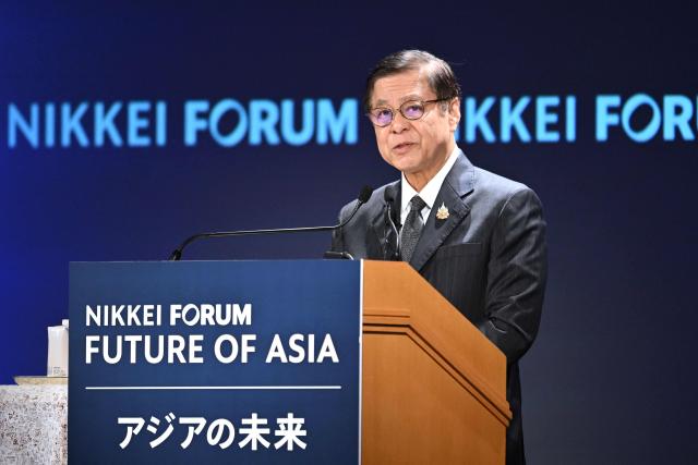 Thailand's Deputy Prime Minister Sihasak Phuangketkeow delivers a speech at the Nikkei Forum at a hotel in Tokyo on June 10, 2026. (Photo by Kazuhiro NOGI / AFP)