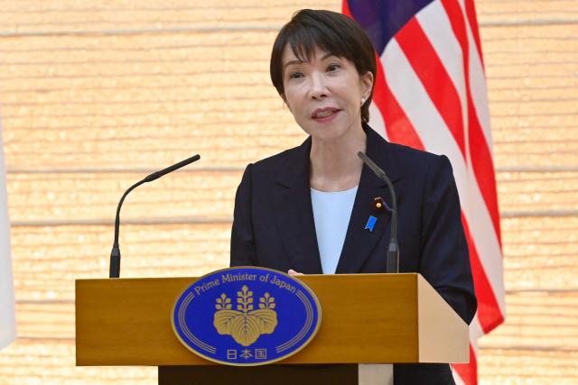 Japan's Prime Minister Sanae Takaichi speaks during a joint press announcement with Malaysia's Prime Minister Anwar Ibrahim (not pictured) following their bilateral meeting at the Prime Minister’s Office in Tokyo on June 10, 2026. (Photo by David Mareuil / POOL / AFP)