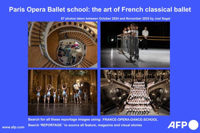 AFP presents a selection of 67 photos taken between October 2024 and November 2025 in Nanterre and in Paris by Joel SAGET of student of the Paris Opera Dance School.
Search for all these reportage images using: FRANCE-OPERA-DANCE-SCHOOL-REPORTAGE-VISUAL STORY. Search 'REPORTAGE' to source all feature, magazine and photo essays. (Photo by Joël SAGET / AFP)