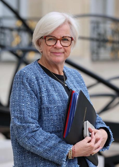 France's Defence Minister Catherine Vautrin leaves after the weekly cabinet meeting at the Elysee Palace in Paris on June 10, 2026. (Photo by Ludovic MARIN / AFP)
