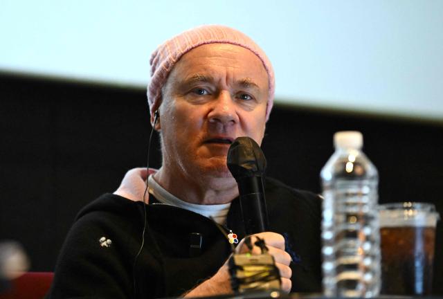 British artist Damien Hirst (C) attends a talk on his solo exhibition "Nothing Is True But Everything Is Possible" at the National Museum of Modern and Contemporary Art in Seoul on June 10, 2026. (Photo by Jung Yeon-je / AFP)