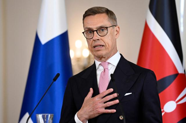 Finland's President Alexander Stubb gestures during a joint press conference with Kenya's President in the Hall of Mirrors of the Presidential Palace in Helsinki, Finland on June 10, 2026. (Photo by Antti Aimo-Koivisto / Lehtikuva / AFP) / Finland OUT