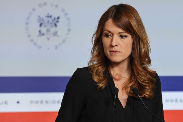France's Government Spokesperson and junior Minister for Energy and Digital economy Maud Bregeon delivers a speech during a press conference following the weekly cabinet meeting in Paris on June 10, 2026. (Photo by Ludovic MARIN / AFP)