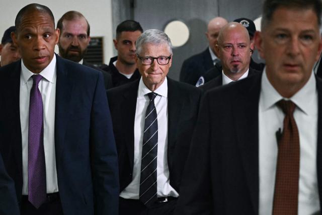 Microsoft co-founder Bill Gates (C) arrives for a closed-door interview with the House Oversight Committee on Capitol Hill in Washington, DC, on June 10, 2026. Gates is set to face questioning Wednesday from US lawmakers over his relationship with late sex offender Jeffrey Epstein, whose network of wealthy and powerful associates has fueled years of scrutiny and conspiracy theories. Gates, one of the world's richest men and a leading philanthropist, is appearing before the House Oversight Committee for a transcribed interview about the disgraced financier, who died in a New York jail cell in 2019 while awaiting trial on sex trafficking charges involving underage girls. (Photo by Kent NISHIMURA / AFP)