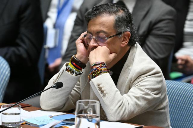 UN Secretary General Antonio Guterres listens during a United Nations Security Council meeting on the Middle East, at UN Headquarters in New York, on June 10, 2026. Colombian President Gustavo Petro is in New York to chair the UN open debate on the Middle East. (Photo by ANGELA WEISS / AFP)
